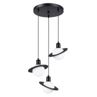 Hängelampe Glas Stahl Schwarz G9 L:32 cm rund blendarm