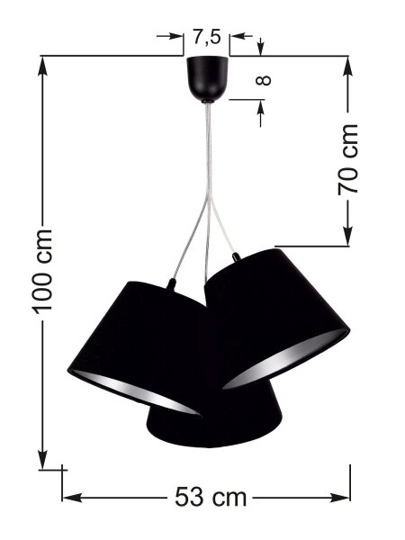 Suspension Rétro Noir Argent Tissu 3-flmg