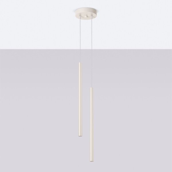 Hängelampe Beige Stahl G9 L:15 cm 2-flammig akzentuiert