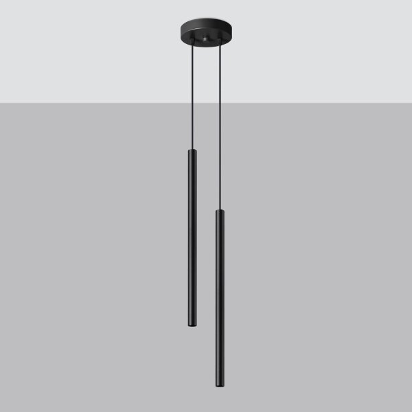 Hängelampe Schwarz Stahl G9 L:15 cm 2-flmg akzentuiert