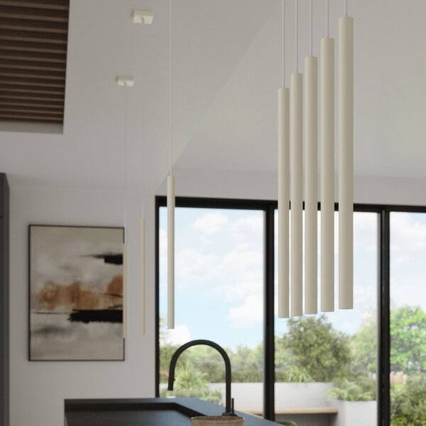 Hängelampe Beige Stahl G9 30 cm lang 3-flammig stilvoll