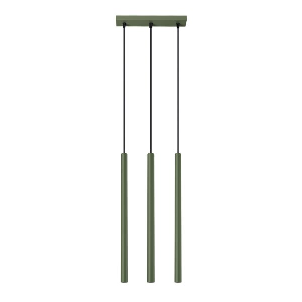 Hängelampe Olivgrün Stahl G9 30 cm lang 3-flammig