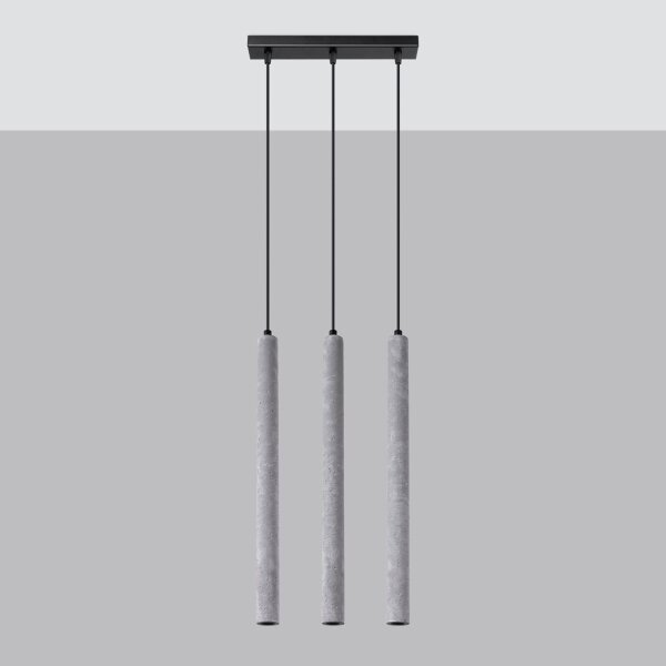 Lange Pendelleuchte Beton Grau G9 30 cm 3-flammig