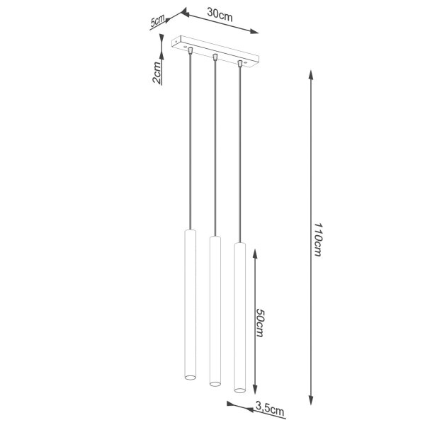Lange Pendelleuchte Beton Grau G9 30 cm 3-flammig