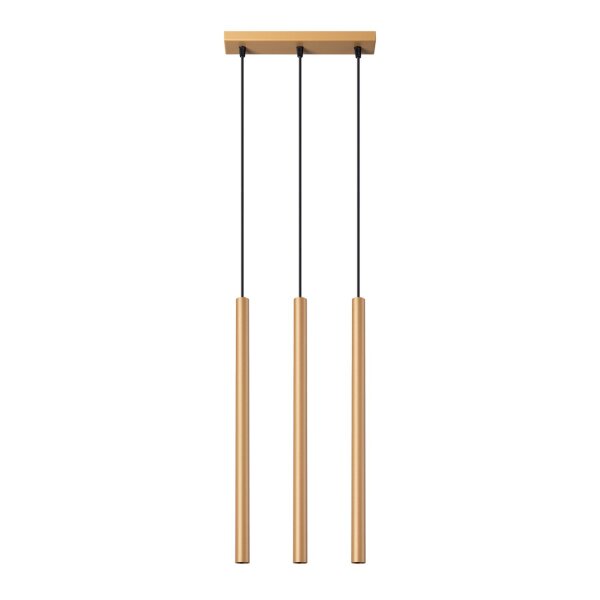 Lange Pendelleuchte Stahl Gold G9 30 cm 3-flammig