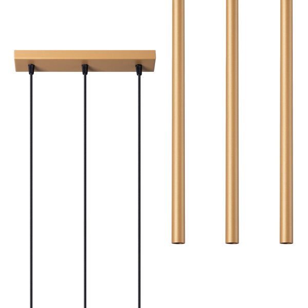 Lange Pendelleuchte Stahl Gold G9 30 cm 3-flammig