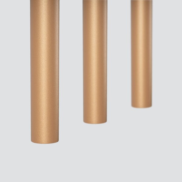 Lange Pendelleuchte Stahl Gold G9 30 cm 3-flammig