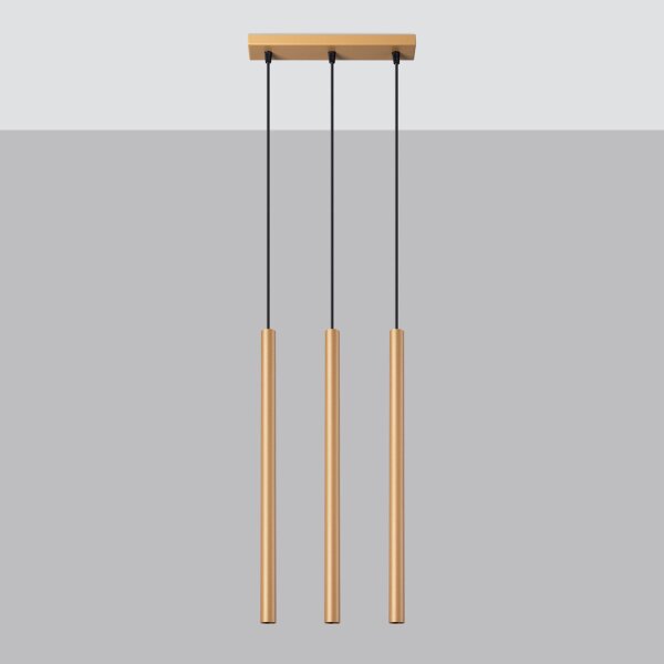 Lange Pendelleuchte Stahl Gold G9 30 cm 3-flammig