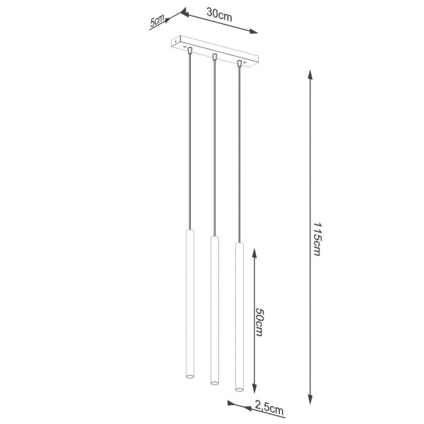 Lange Pendelleuchte Stahl Gold G9 30 cm 3-flammig
