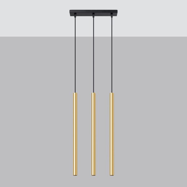 Lange Hängelampe Stahl Gold Schwarz G9 30 cm 3-flammig