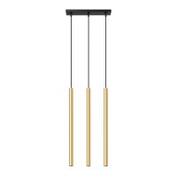 Lange H&auml;ngelampe Stahl Gold Schwarz G9 30 cm 3-flammig
