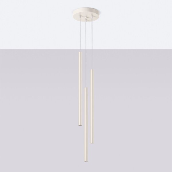 Runde Pendelleuchte Beige Stahl G9 L:19,5 cm 3-flammig