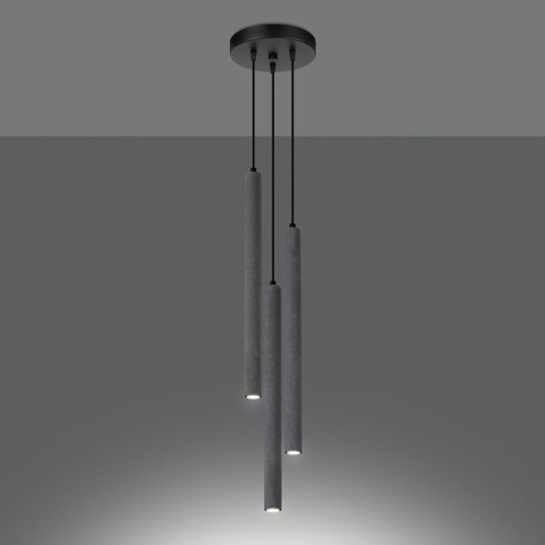 Runde Pendelleuchte Beton Grau G9 L:19,5 cm 3-flammig