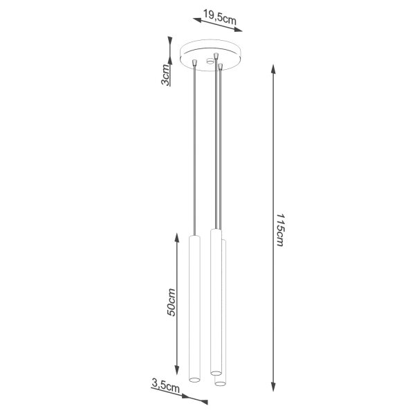 Runde Pendelleuchte Beton Grau G9 L:19,5 cm 3-flammig