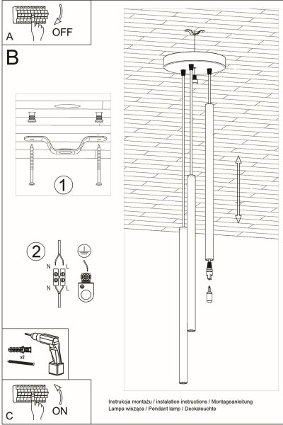 Runde Pendelleuchte Beton Grau G9 L:19,5 cm 3-flammig