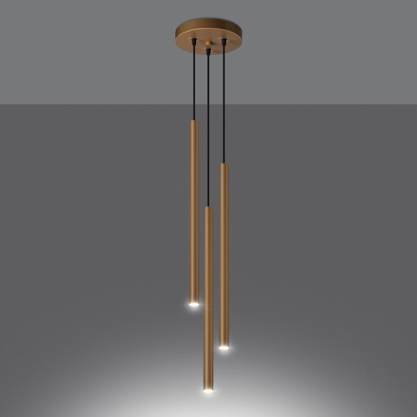 Runde Pendelleuchte Gold Stahl G9 L:19,5 cm 3-flammig
