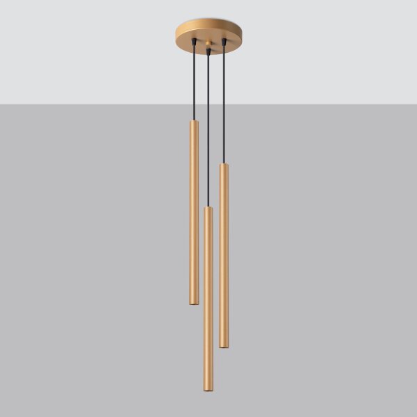 Runde Pendelleuchte Gold Stahl G9 L:19,5 cm 3-flammig