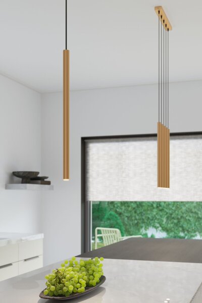 Runde Pendelleuchte Gold Stahl G9 L:19,5 cm 3-flammig