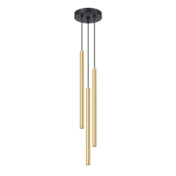 Runde Hängelampe Gold Schwarz G9 L:20 cm 3-flammig