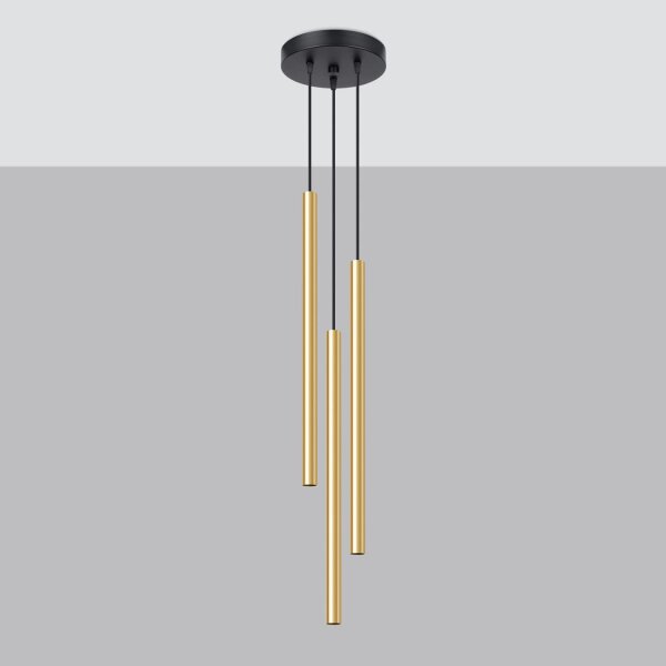 Runde Hängelampe Gold Schwarz G9 L:20 cm 3-flammig
