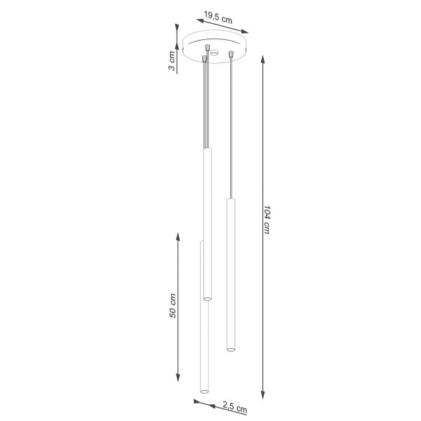 Runde Hängelampe Stahl Ocker G9 L:19,5 cm 3-flammig