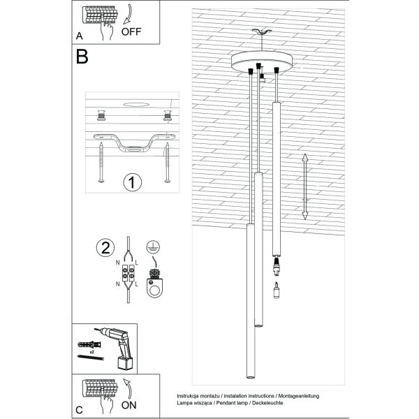 Runde Hängelampe Stahl Ocker G9 L:19,5 cm 3-flammig