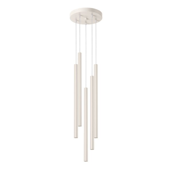 Runde Hängelampe Beige Stahl G9 L:25 cm akzentuiert