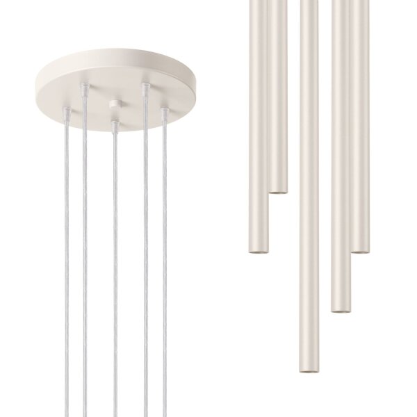Runde Hängelampe Beige Stahl G9 L:25 cm akzentuiert