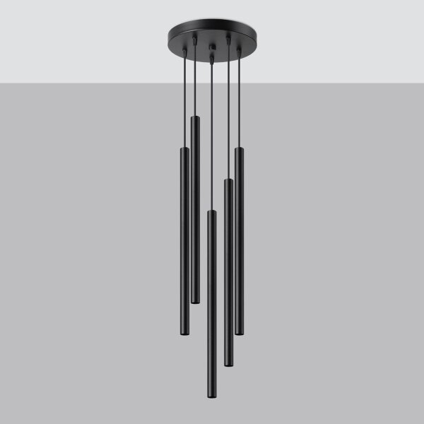 Runde Hängelampe Schwarz Stahl G9 L:25 cm akzentuiert