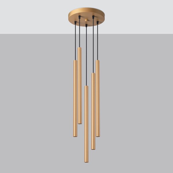 Runde Pendelleuchte Stahl Gold G9 L:25 cm akzentuiert