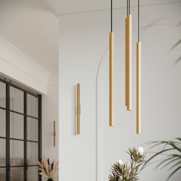 Runde Pendelleuchte Stahl Gold G9 L:25 cm akzentuiert