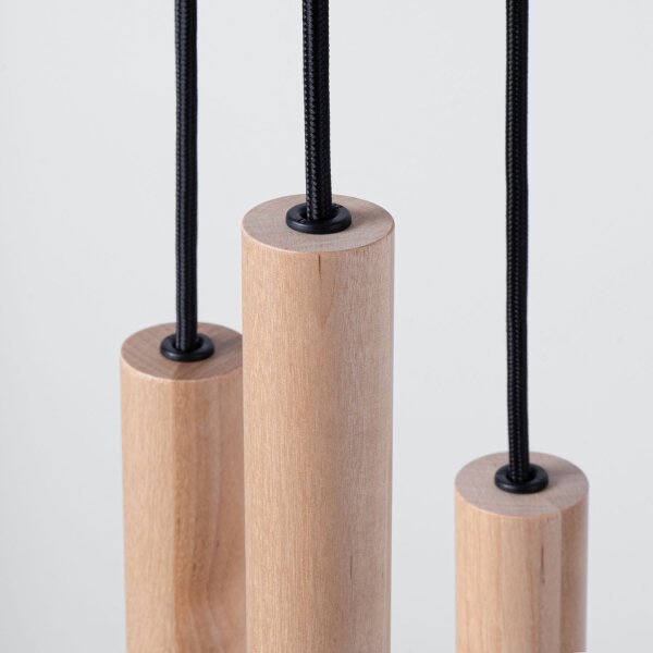 Hängelampe Holz Natur G9 L:25 cm 5-flammig akzentuiert