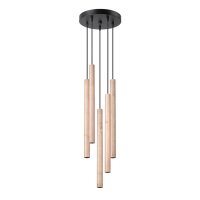 Hängelampe Holz Natur G9 L:25 cm 5-flammig akzentuiert