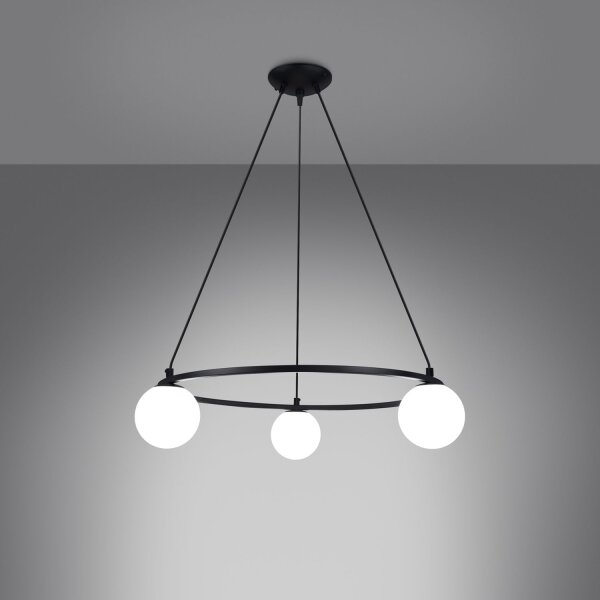 Hängelampe Glas Stahl Schwarz G9 L:65 cm 3-flammig