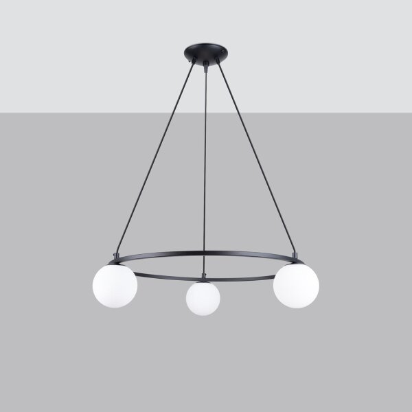 Hängelampe Glas Stahl Schwarz G9 L:65 cm 3-flammig