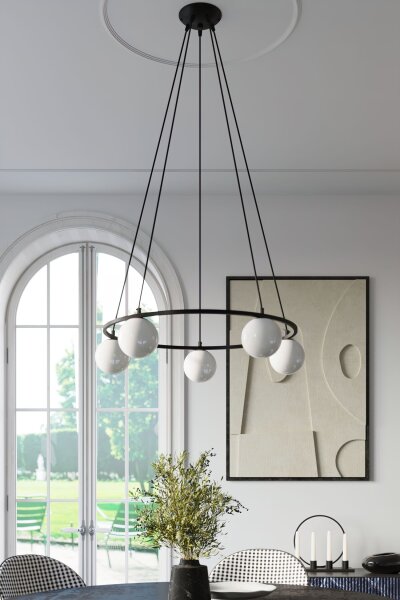 Hängelampe Glas Stahl Schwarz G9 L:65 cm 3-flammig