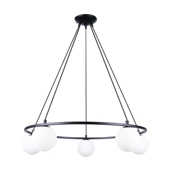 Hängelampe Glas Stahl Schwarz G9 L:80 cm 5-flammig