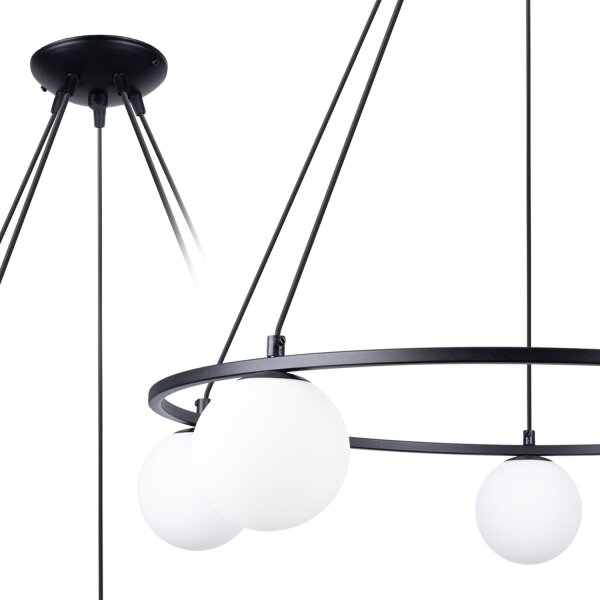 Hängelampe Glas Stahl Schwarz G9 L:80 cm 5-flammig