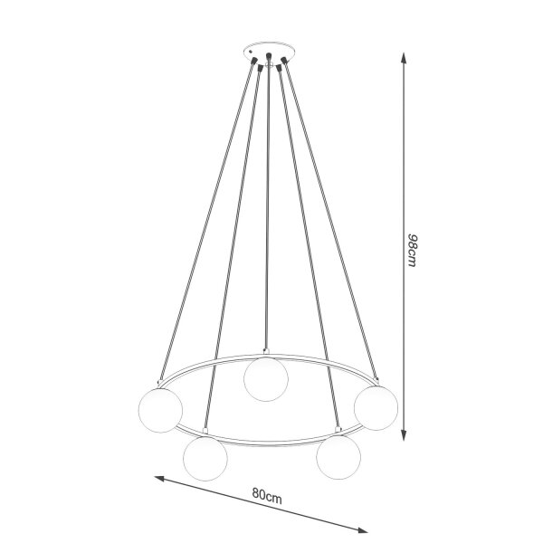 Hängelampe Glas Stahl Schwarz G9 L:80 cm 5-flammig