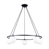 Hängelampe Glas Stahl Schwarz G9 L:80 cm 5-flammig