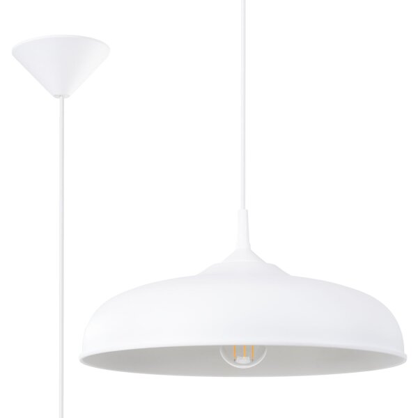 Runde Pendelleuchte Weiß Stahl E27 Ø38 cm wohnlich