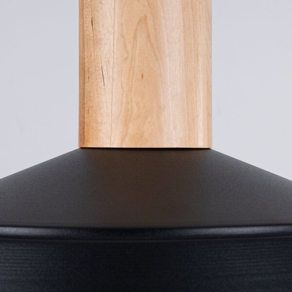 Hängelampe Holz Stahl Schwarz E27 Ø34 cm Skandinavisch