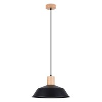 Hängelampe Holz Stahl Schwarz E27 Ø34 cm...