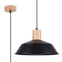 Hängelampe Holz Stahl Schwarz E27 Ø34 cm...