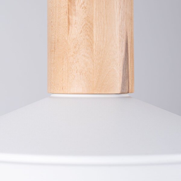 Pendelleuchte Holz Stahl Weiß E27 Ø34 cm Skandinavisch