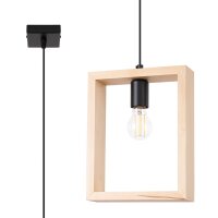 Skandinavische Hängelampe Holz Rahmen Natur E27 L:24 cm