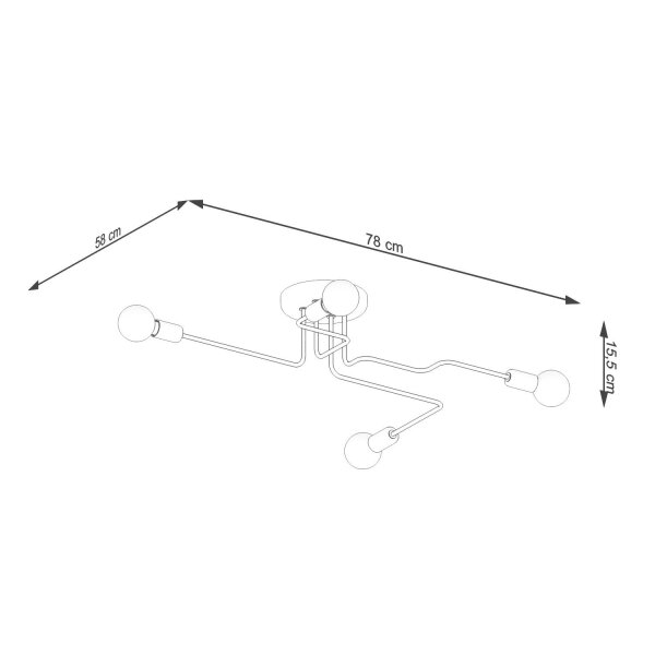 Deckenleuchte Industrial Weiß Stahl E27 L:78 cm