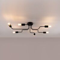 Deckenleuchte Industrial Schwarz Stahl E27 6-flammig