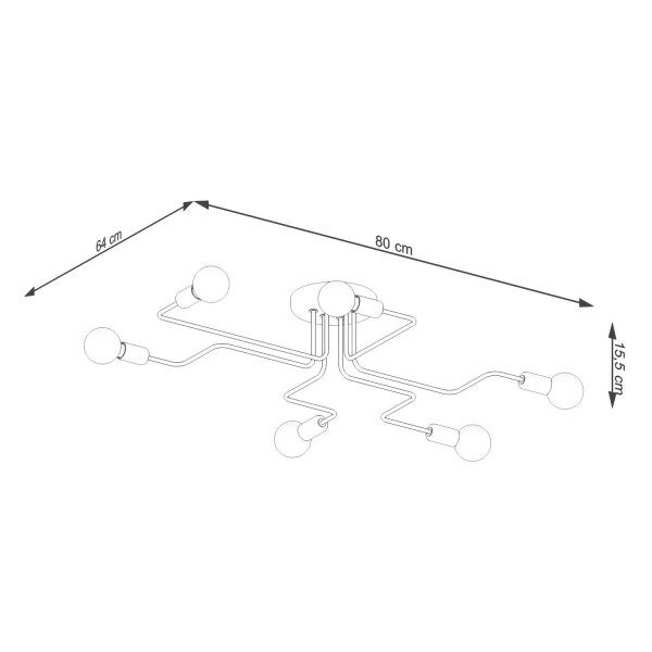 Deckenlampe Industrial Weiß Stahl E27 L:80 cm 6-flammig