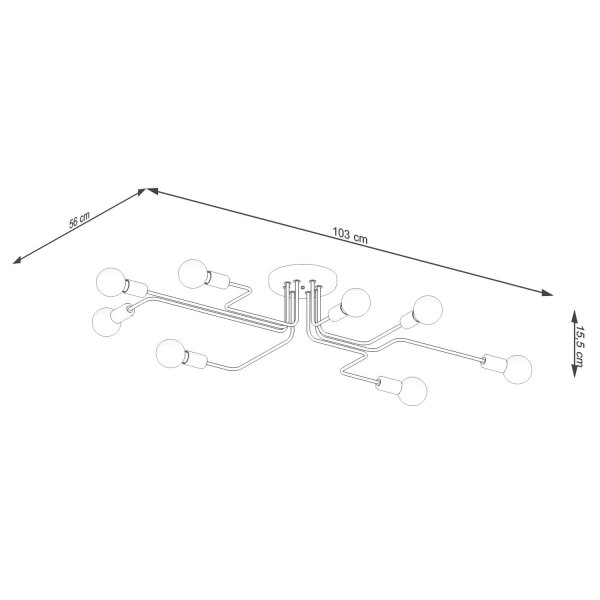 Deckenleuchte Industrie Schwarz Stahl E27 103 cm 8-flmg